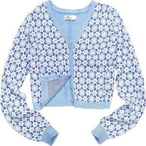 Crop top sweater, flower pattern